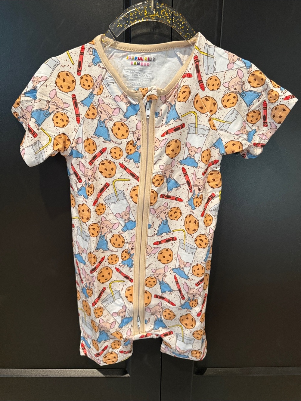 Joyful Kids Cookie Swim Romper - Beige Zip Front Kids Pajamas